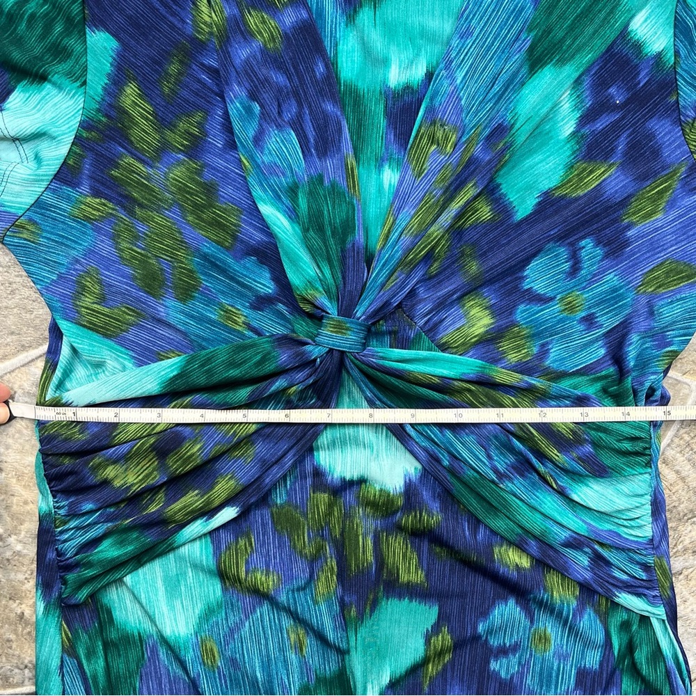 Connected Apparel Abstract Floral Print Twist Front Dress - Picture 9 of 11